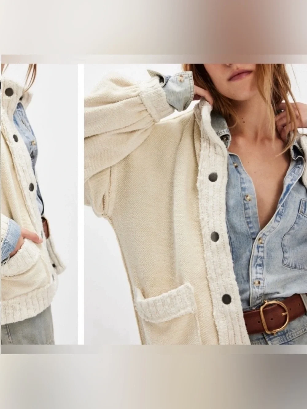 NWOT Free People We The Free Cute In This Cardi - Tea Ivory Cream - XS